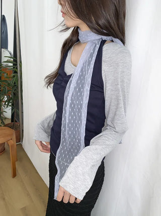 Tinel Dot See-through Pattern Long Scarf