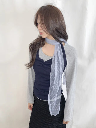 Tinel Dot See-through Pattern Long Scarf