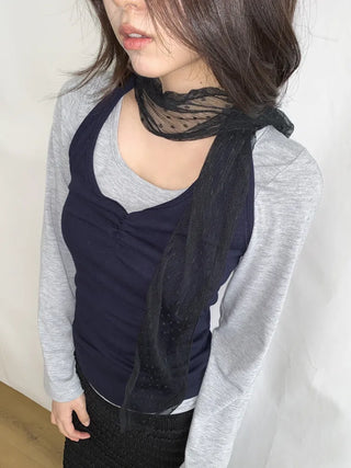 Tinel Dot See-through Pattern Long Scarf