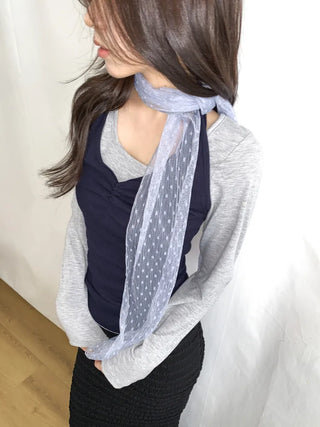 Tinel Dot See-through Pattern Long Scarf