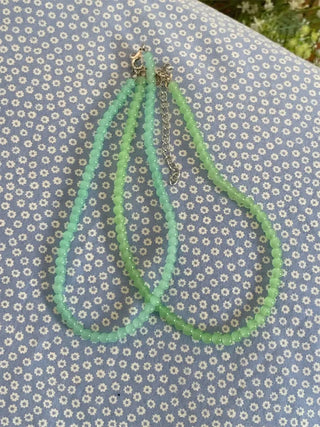 Mint Green Variation Seed Beads Acrylic Bead Necklace 4 Types