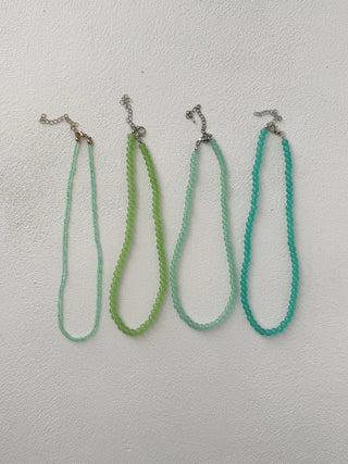 Mint Green Variation Seed Beads Acrylic Bead Necklace 4 Types