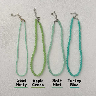 Mint Green Variation Seed Beads Acrylic Bead Necklace 4 Types