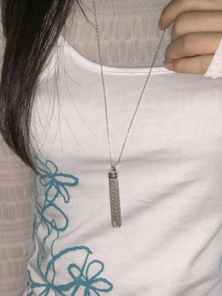 Glide Tassel Metal Long Drop Necklace