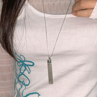 Glide Tassel Metal Long Drop Necklace