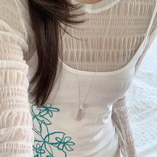 Glide Tassel Metal Long Drop Necklace