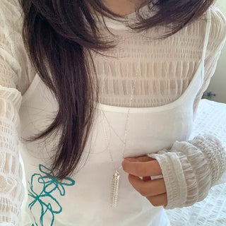 Glide Tassel Metal Long Drop Necklace