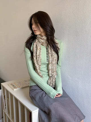 Fore Flower Pattern Wrinkle Long Scarf