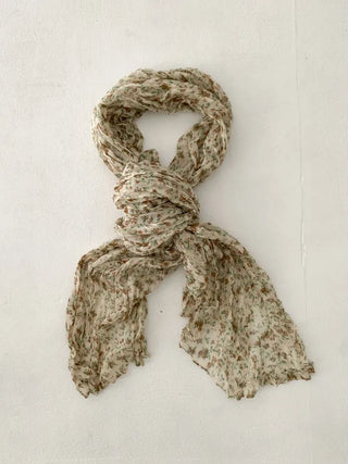 Fore Flower Pattern Wrinkle Long Scarf