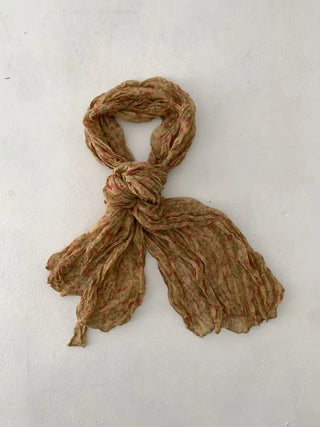 Fore Flower Pattern Wrinkle Long Scarf