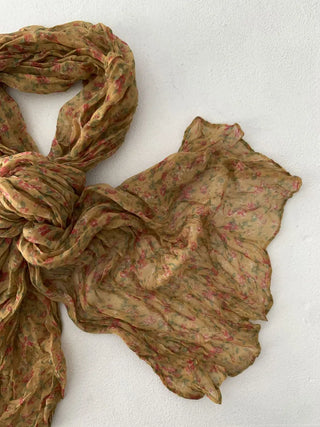 Fore Flower Pattern Wrinkle Long Scarf