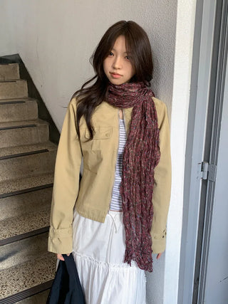 Fore Flower Pattern Wrinkle Long Scarf