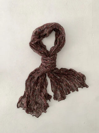 Fore Flower Pattern Wrinkle Long Scarf