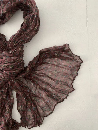 Fore Flower Pattern Wrinkle Long Scarf