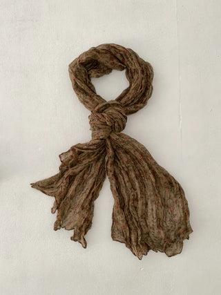 Fore Flower Pattern Wrinkle Long Scarf