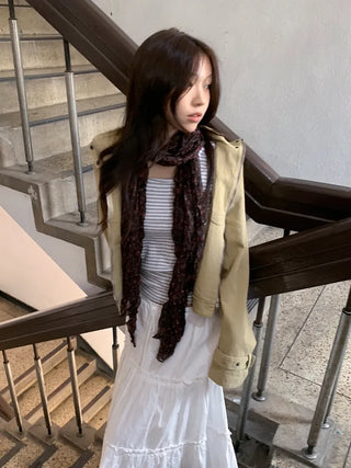 Fore Flower Pattern Wrinkle Long Scarf