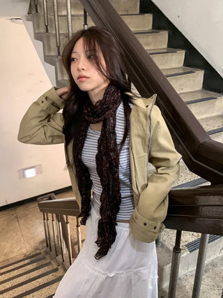 Fore Flower Pattern Wrinkle Long Scarf