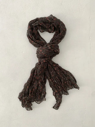 Fore Flower Pattern Wrinkle Long Scarf