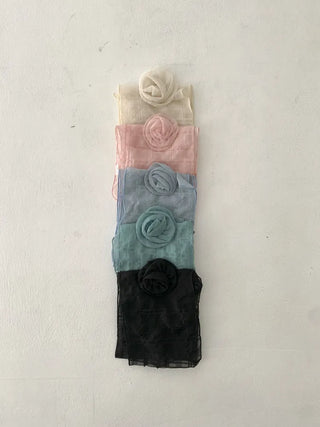 Rose Drape Check See-through Long Scarf