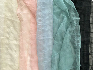Rose Drape Check See-through Long Scarf