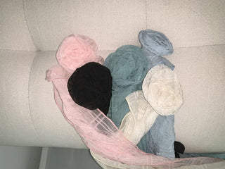 Rose Drape Check See-through Long Scarf