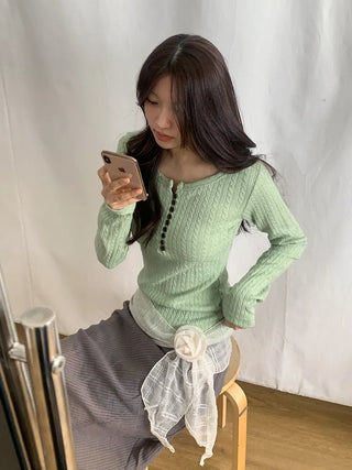 Rose Drape Check See-through Long Scarf