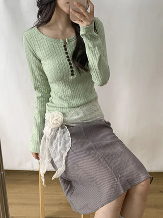Rose Drape Check See-through Long Scarf