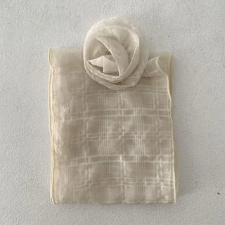 Rose Drape Check See-through Long Scarf