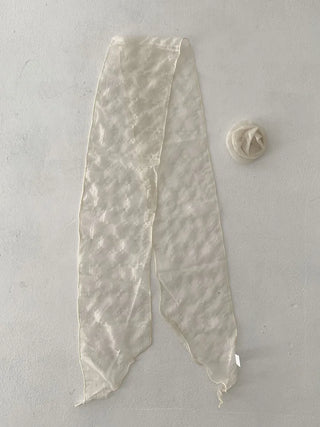 Rose Drape Check See-through Long Scarf