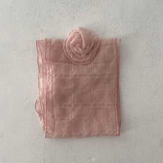 Rose Drape Check See-through Long Scarf