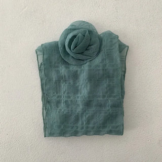 Rose Drape Check See-through Long Scarf