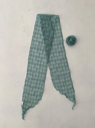 Rose Drape Check See-through Long Scarf