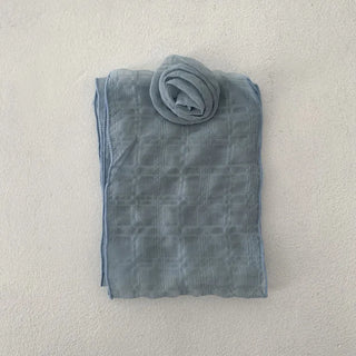 Rose Drape Check See-through Long Scarf