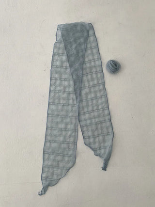 Rose Drape Check See-through Long Scarf