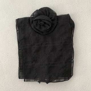 Rose Drape Check See-through Long Scarf