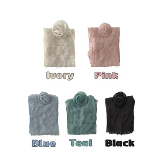 Rose Drape Check See-through Long Scarf