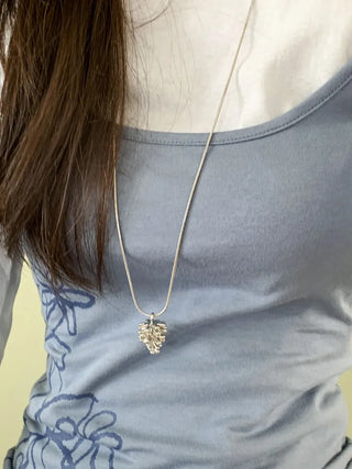 Pinecone Drop Leaf Silver Pinecone Long Necklace