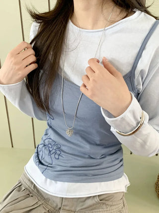 Pinecone Drop Leaf Silver Pinecone Long Necklace