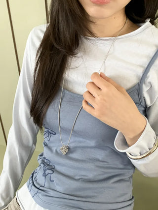 Pinecone Drop Leaf Silver Pinecone Long Necklace