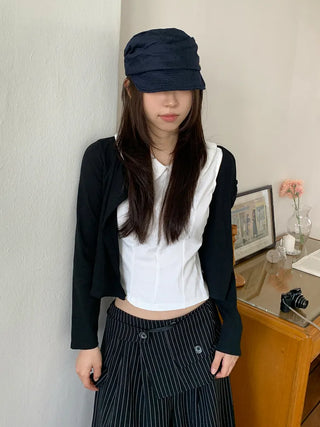 Denny Cas Metal Pendant Newsboy Cap