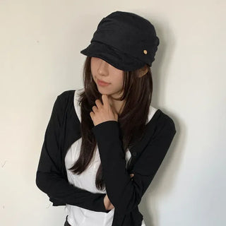 Denny Cas Metal Pendant Newsboy Cap