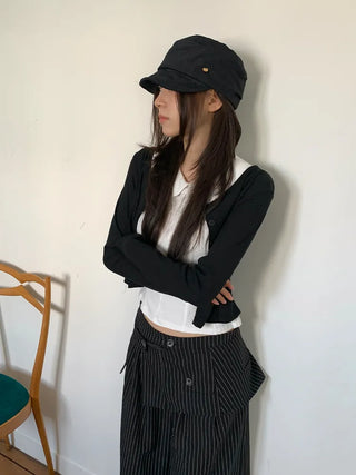 Denny Cas Metal Pendant Newsboy Cap