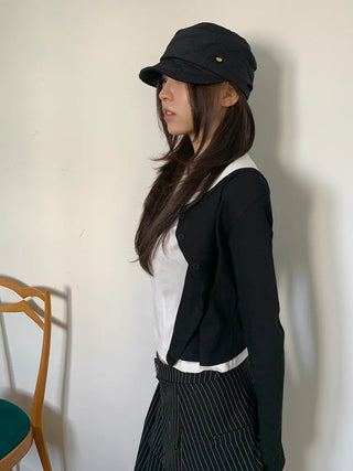 Denny Cas Metal Pendant Newsboy Cap