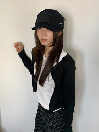 Denny Cas Metal Pendant Newsboy Cap