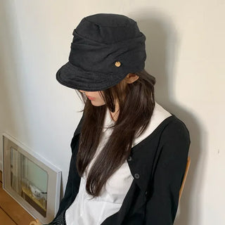 Denny Cas Metal Pendant Newsboy Cap