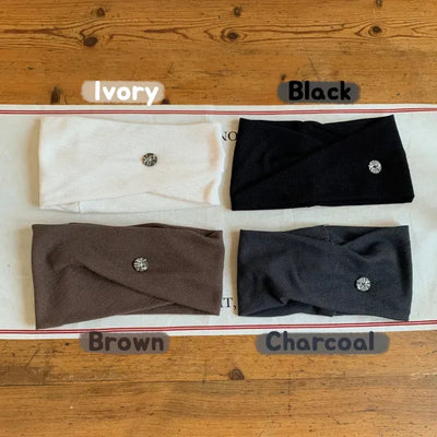 Sunray Button Knit Wide Bandana Hairband