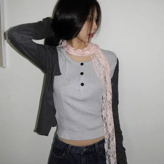 Placiel See-through Lace Flower Pattern Long Scarf