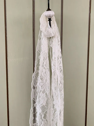 Placiel See-through Lace Flower Pattern Long Scarf