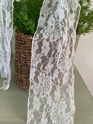 Placiel See-through Lace Flower Pattern Long Scarf