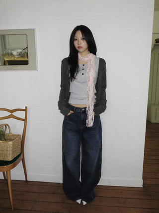 Placiel See-through Lace Flower Pattern Long Scarf